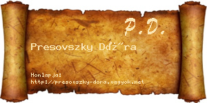 Presovszky Dóra névjegykártya